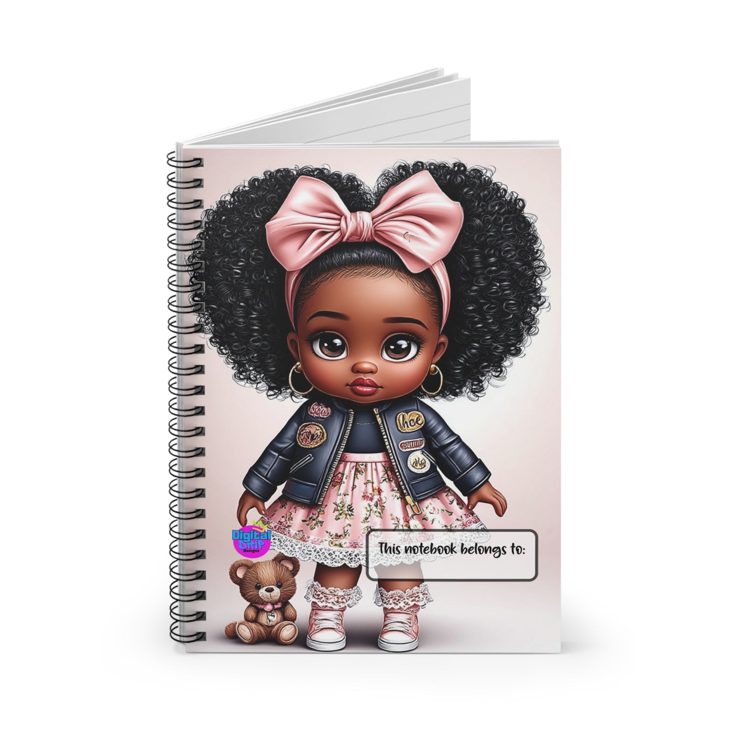 African American Doll Spiral Notebook, Ruled Line, Black Girl Journal, Cute Afro Doll Diary, Ethnic Stationery, Back to School Gift