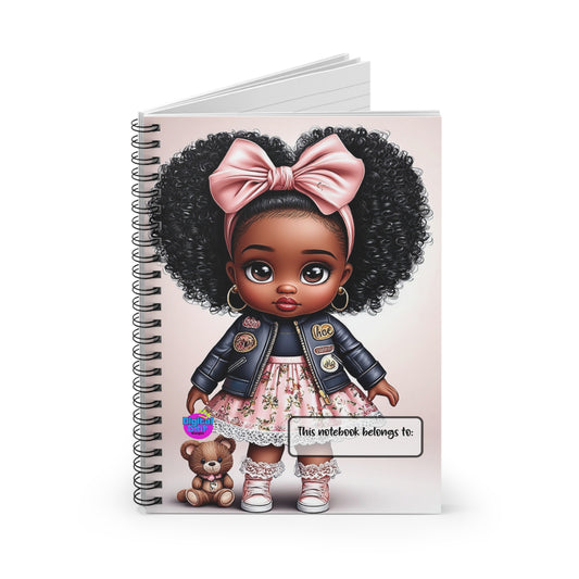 African American Doll Spiral Notebook, Ruled Line, Black Girl Journal, Cute Afro Doll Diary, Ethnic Stationery, Back to School Gift