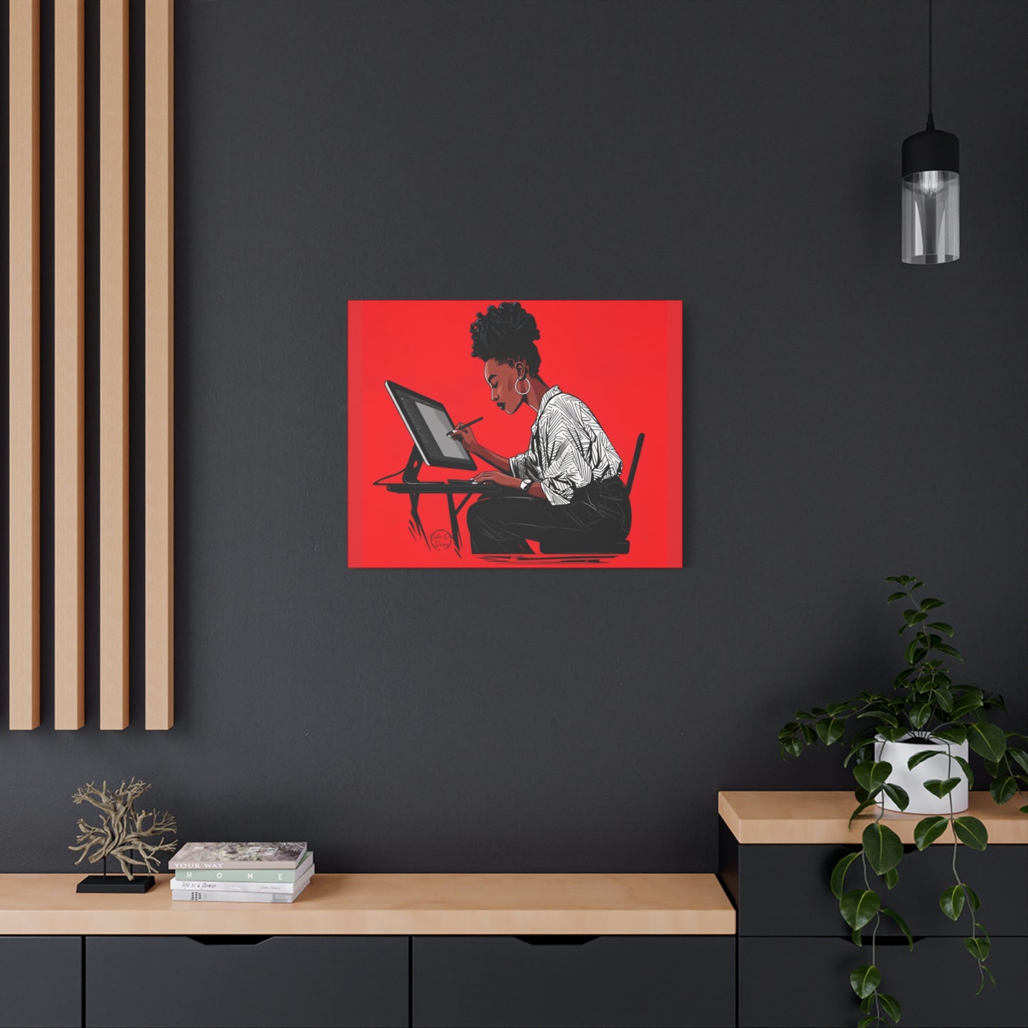 Artistic Canvas Print, Wall Decor, Home Office Inspiration, Gift for Creatives, Modern Art, Black Woman Artist