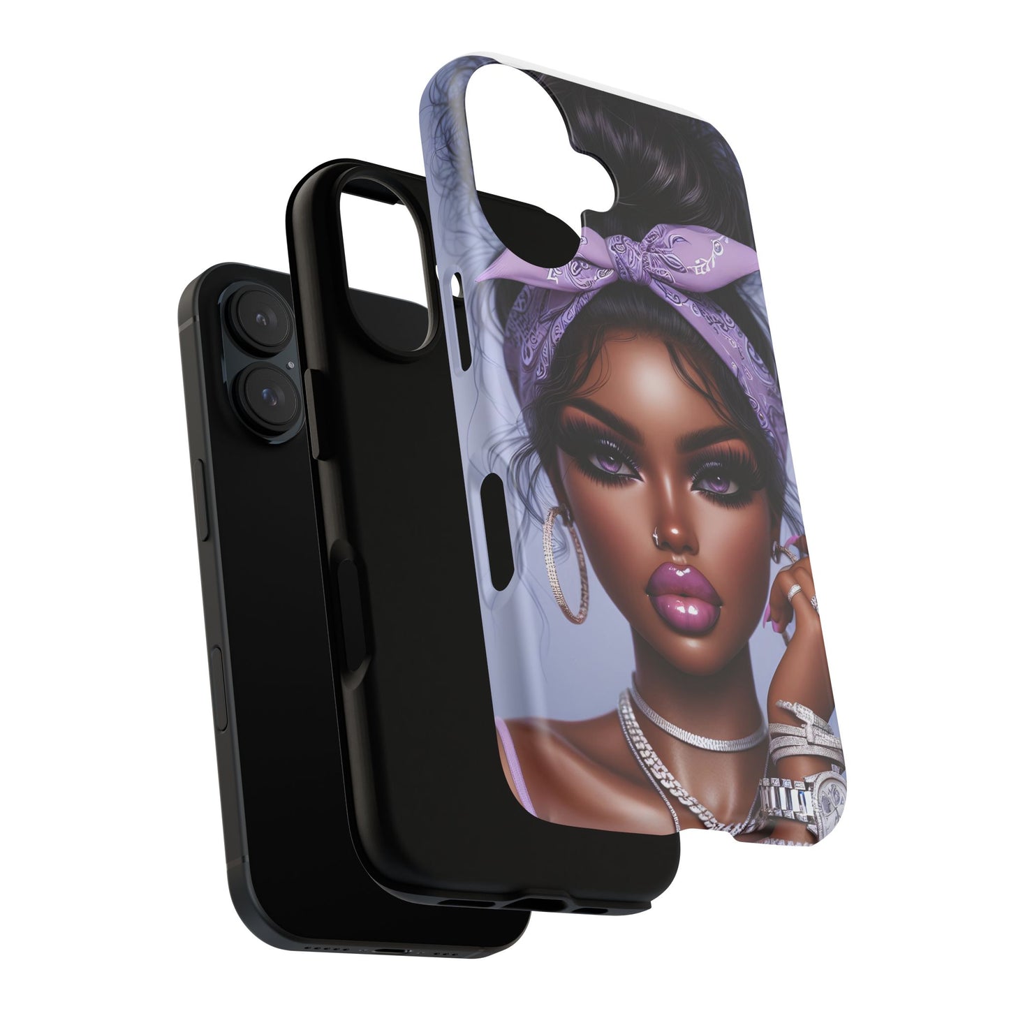 Purple Hankie Girl Stylish Phone Case with Afrocentric Design Tough Cases