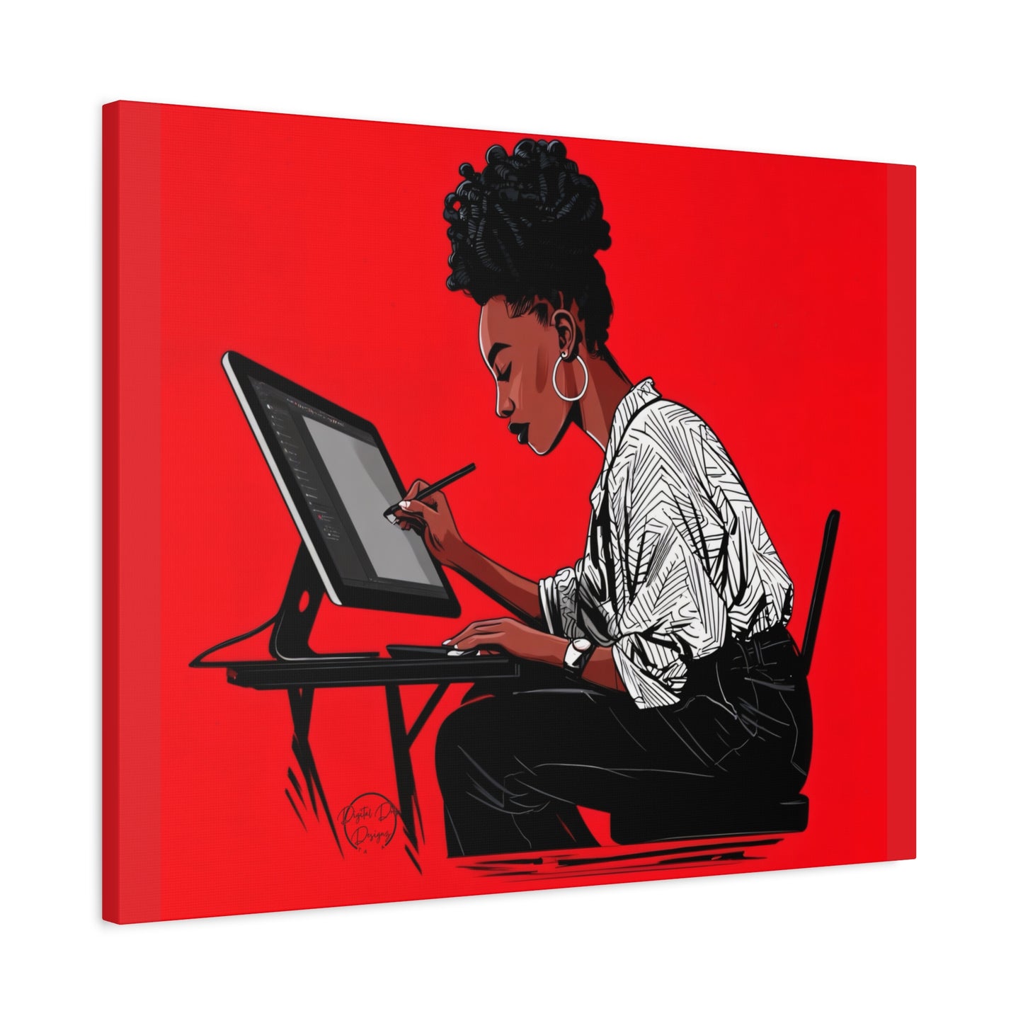 Artistic Canvas Print, Wall Decor, Home Office Inspiration, Gift for Creatives, Modern Art, Black Woman Artist