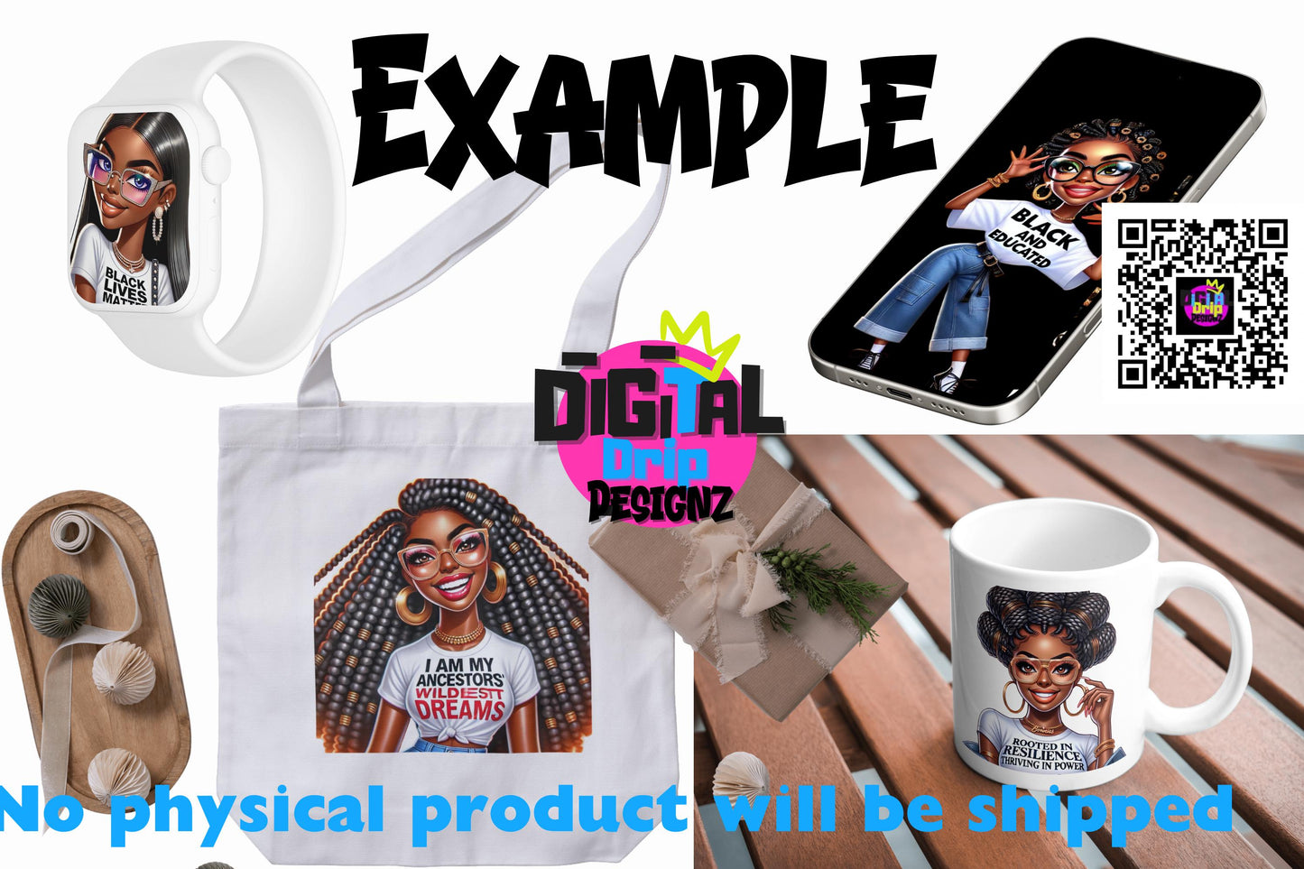 BHM Forever Digital Illustrations | Black Girl Magic Clipart | Black History Month PNG | Afrocentric Art Bundle | Commercial Use Graphics