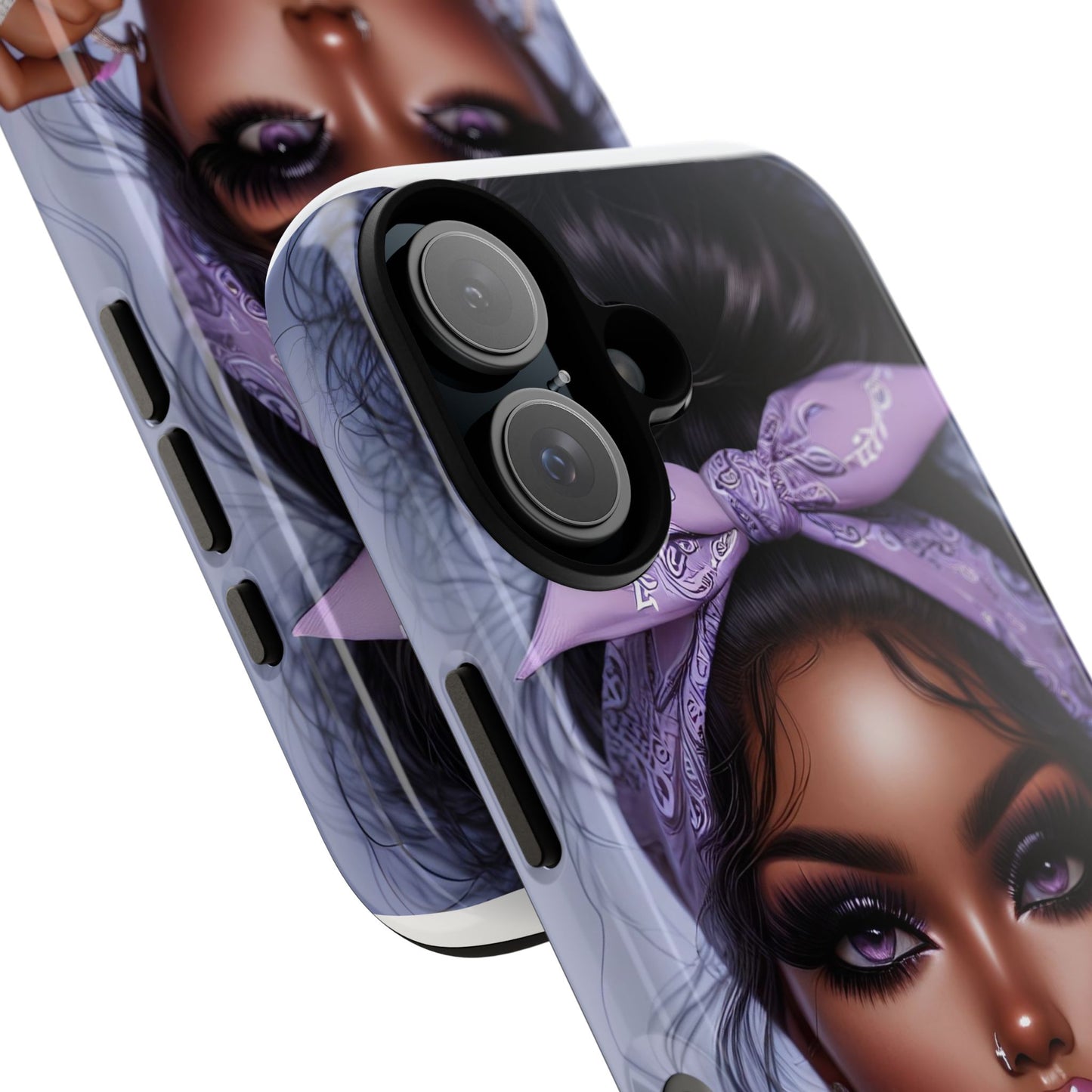 Purple Hankie Girl Stylish Phone Case with Afrocentric Design Tough Cases