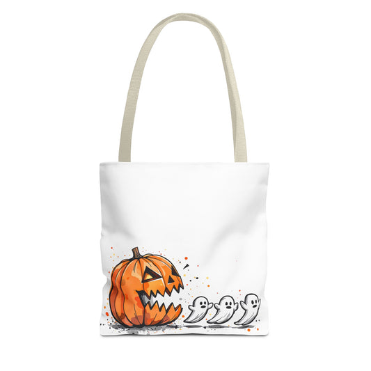 Halloween Ghostly Tote Bag, Trick or Treat, Fall Harvest, Pumpkin Patch, Spooky Season Accessory