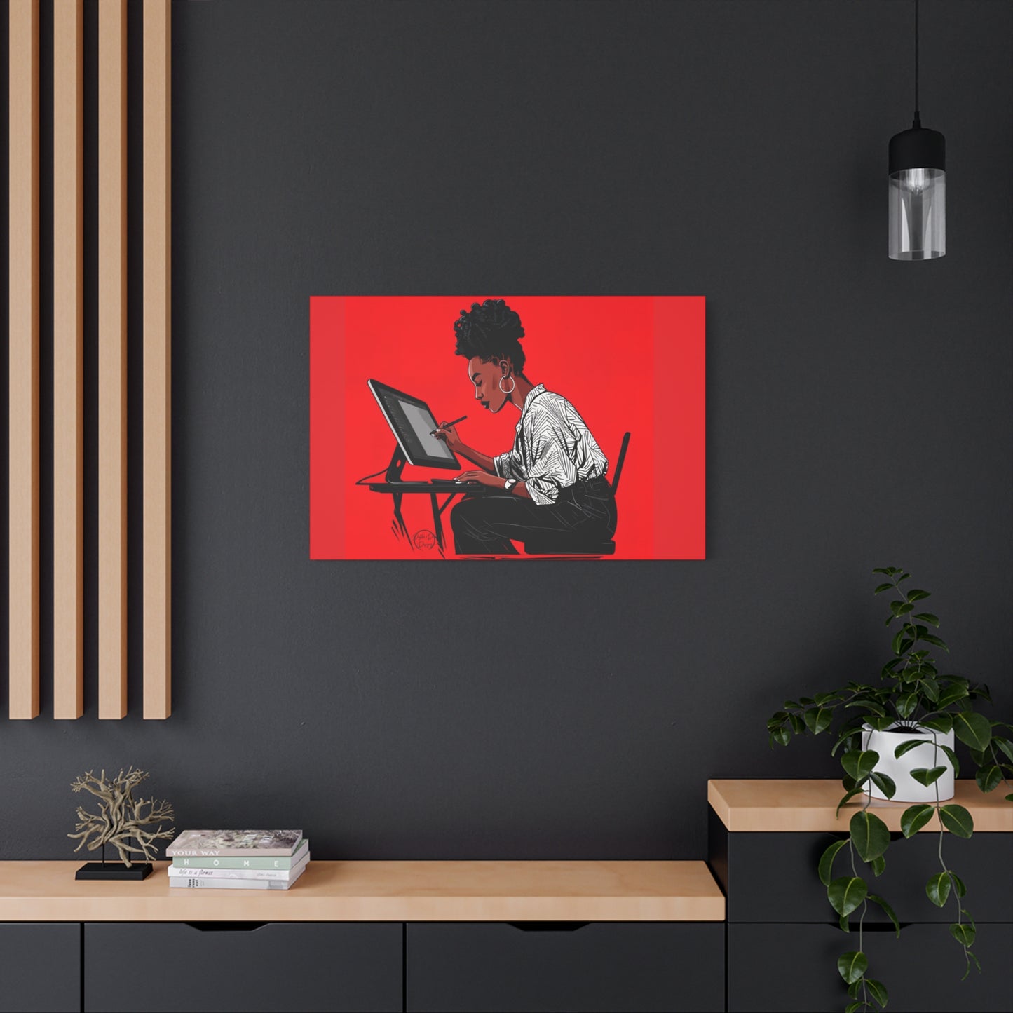 Artistic Canvas Print, Wall Decor, Home Office Inspiration, Gift for Creatives, Modern Art, Black Woman Artist