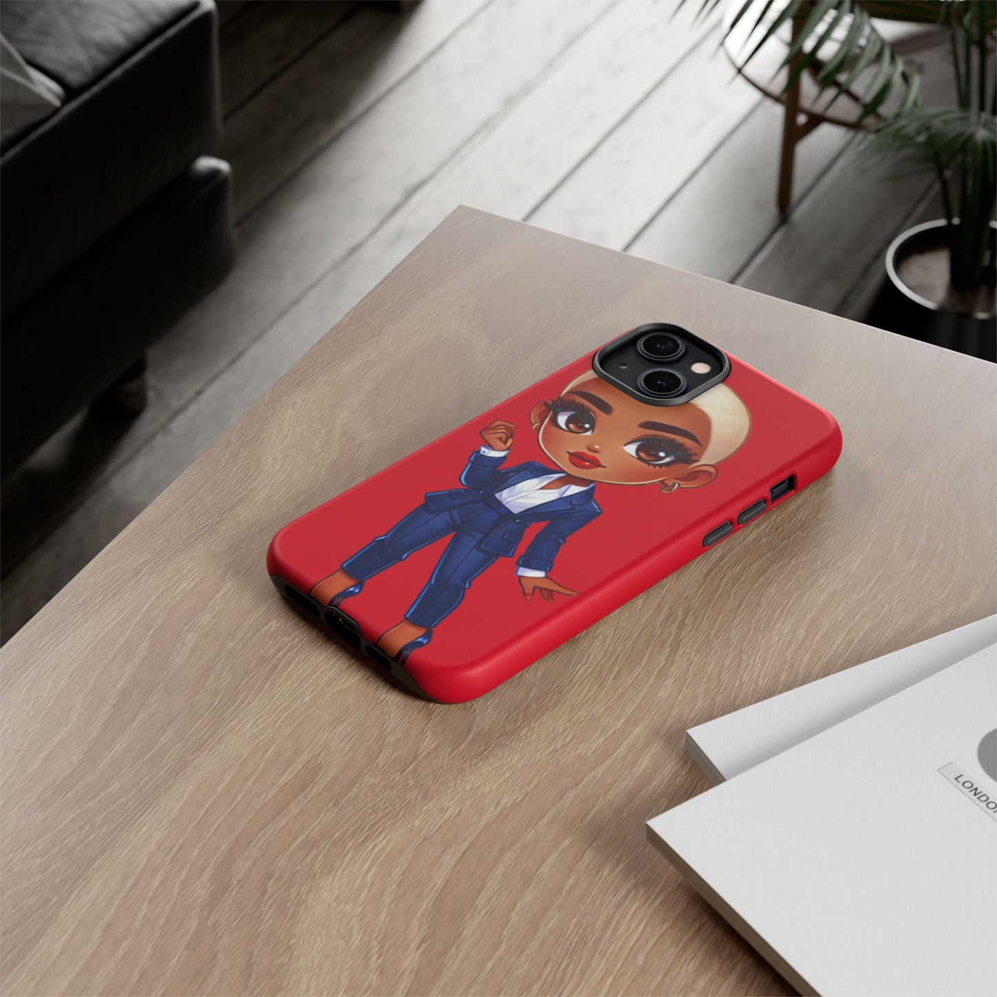 Stylish Phone Case with Confident “Deedra” Character Design, Protects Your Phone, Unique Gift, Trendy Accessory, Fashion Statement