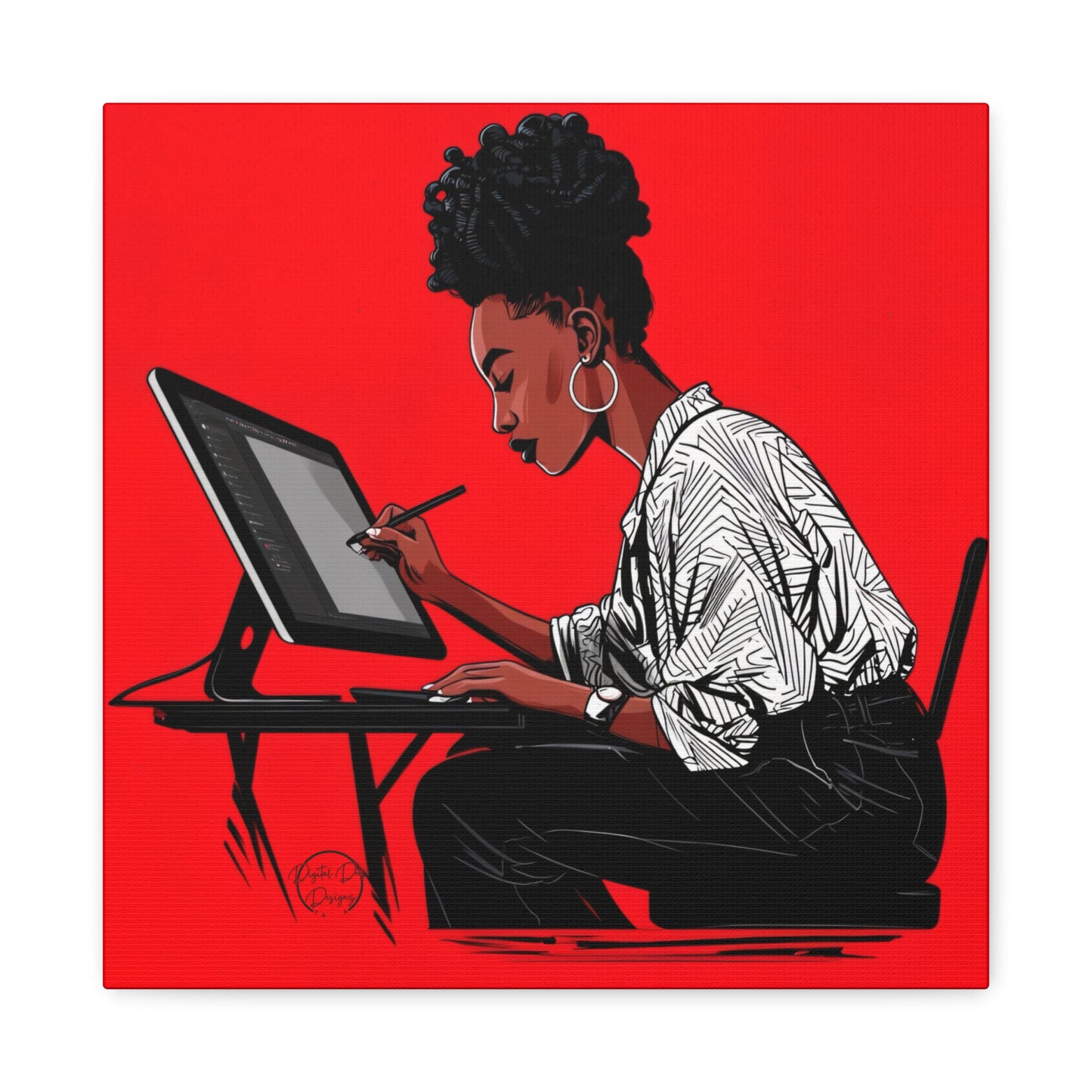 Artistic Canvas Print, Wall Decor, Home Office Inspiration, Gift for Creatives, Modern Art, Black Woman Artist