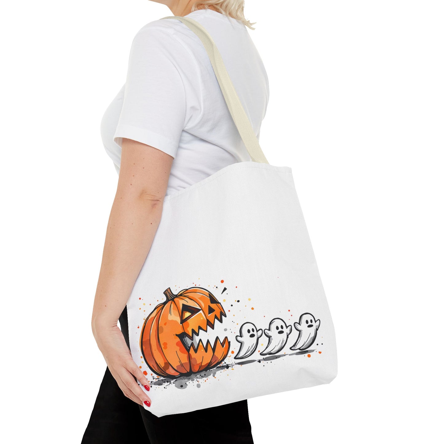 Halloween Ghostly Tote Bag, Trick or Treat, Fall Harvest, Pumpkin Patch, Spooky Season Accessory