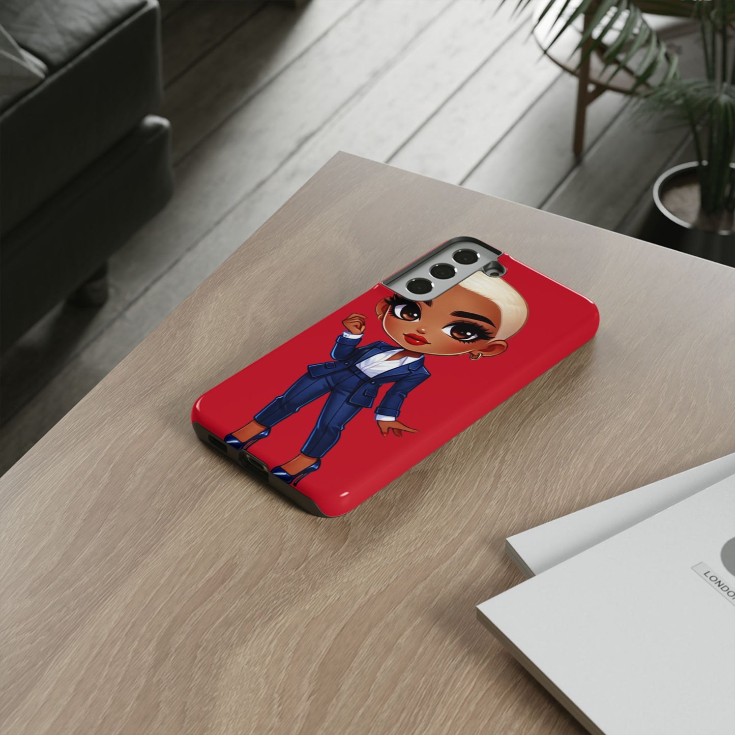 Stylish Phone Case with Confident “Deedra” Character Design, Protects Your Phone, Unique Gift, Trendy Accessory, Fashion Statement