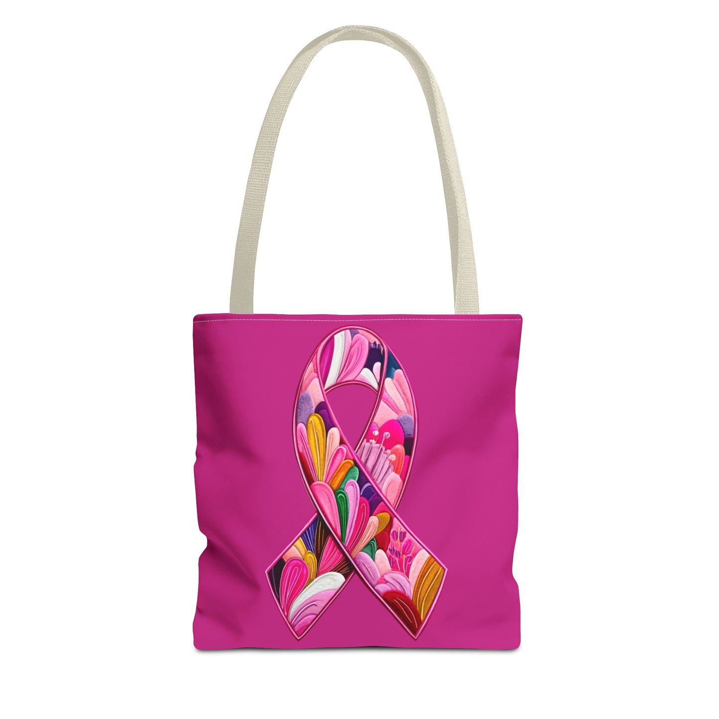 Pink Ribbon Floral Tote Bag, Eco-Friendly Shopping Bag, Breast Cancer Awareness, Gift for Her, Reusable Bag, Fashion Accessory