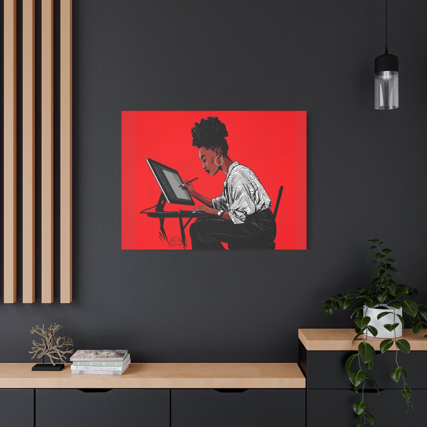 Artistic Canvas Print, Wall Decor, Home Office Inspiration, Gift for Creatives, Modern Art, Black Woman Artist