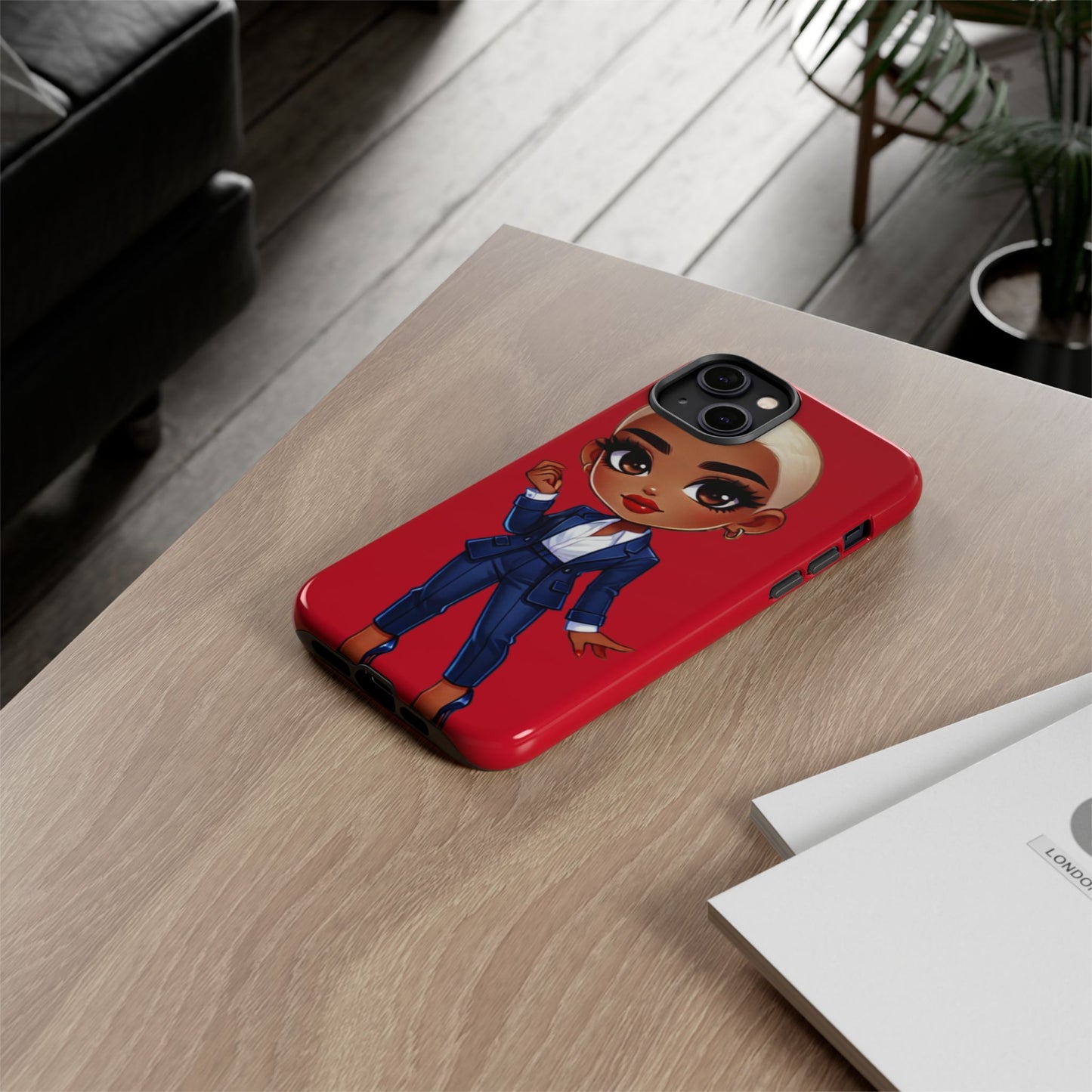 Stylish Phone Case with Confident “Deedra” Character Design, Protects Your Phone, Unique Gift, Trendy Accessory, Fashion Statement
