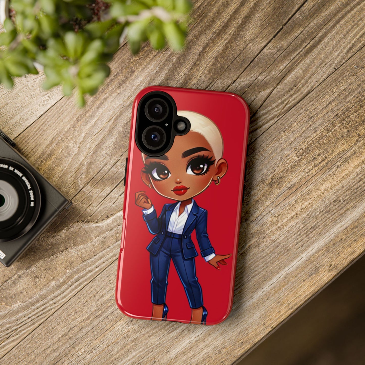 Stylish Phone Case with Confident “Deedra” Character Design, Protects Your Phone, Unique Gift, Trendy Accessory, Fashion Statement