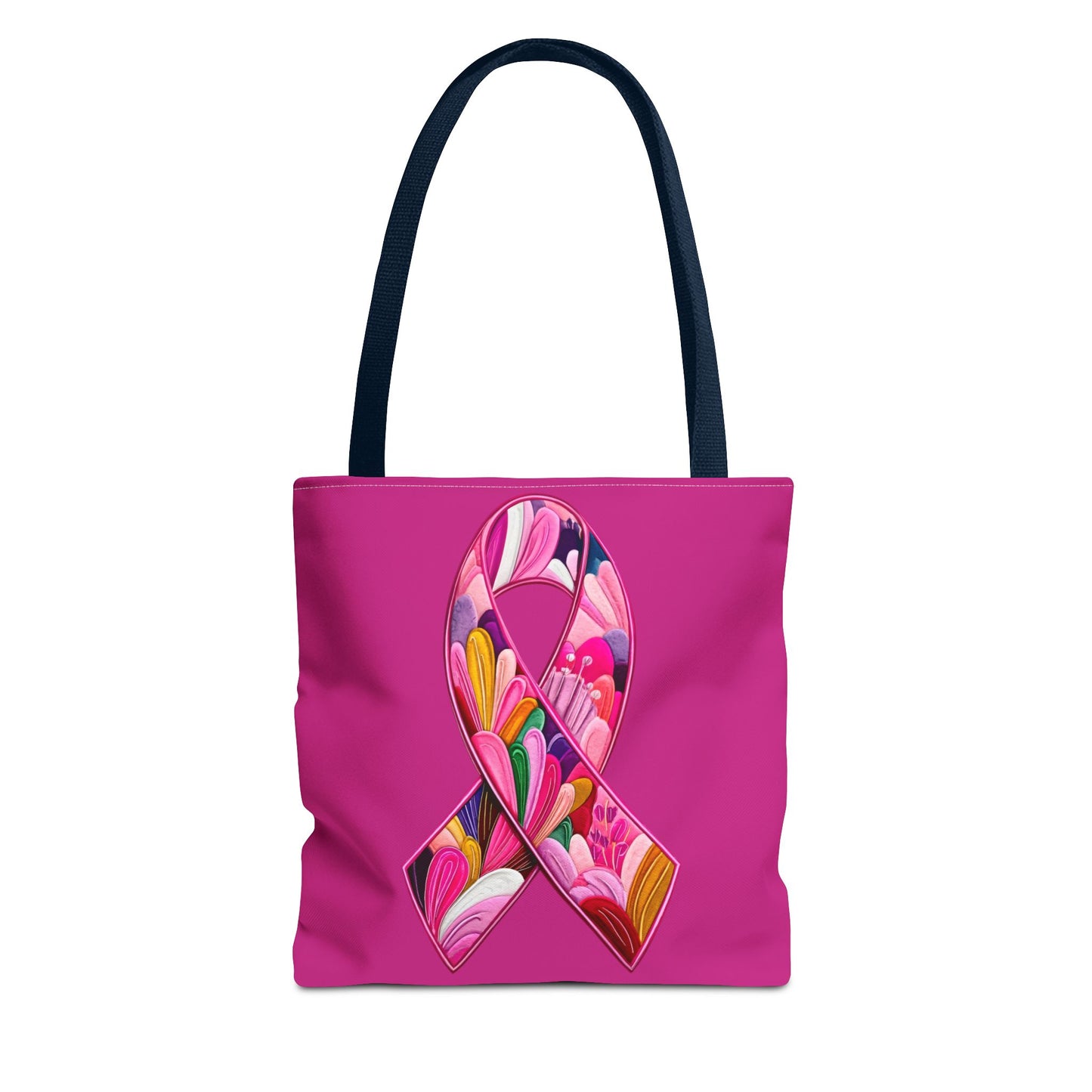 Pink Ribbon Floral Tote Bag, Eco-Friendly Shopping Bag, Breast Cancer Awareness, Gift for Her, Reusable Bag, Fashion Accessory