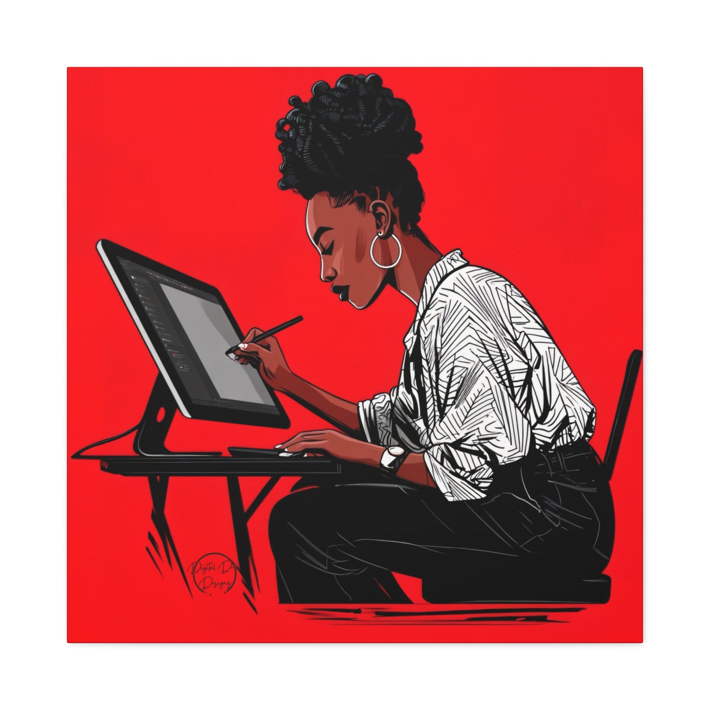 Artistic Canvas Print, Wall Decor, Home Office Inspiration, Gift for Creatives, Modern Art, Black Woman Artist