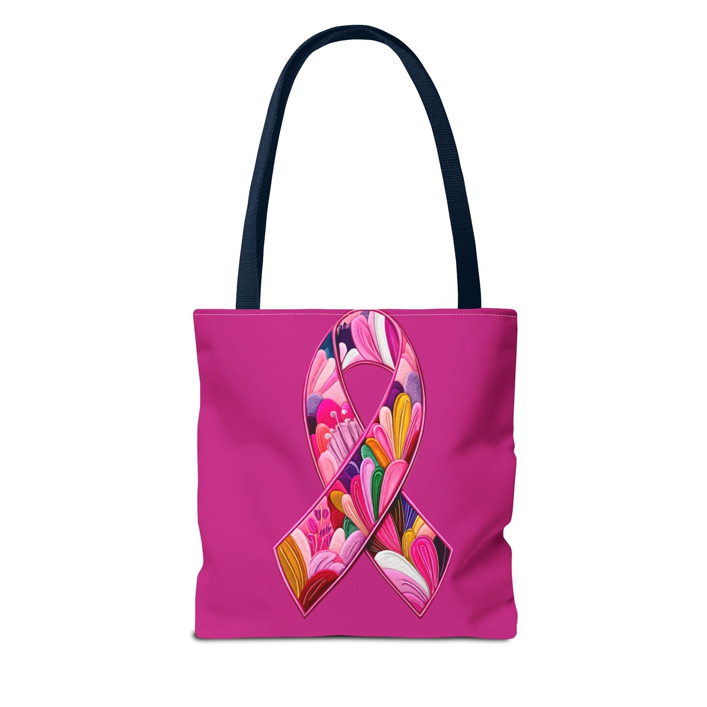 Pink Ribbon Floral Tote Bag, Eco-Friendly Shopping Bag, Breast Cancer Awareness, Gift for Her, Reusable Bag, Fashion Accessory