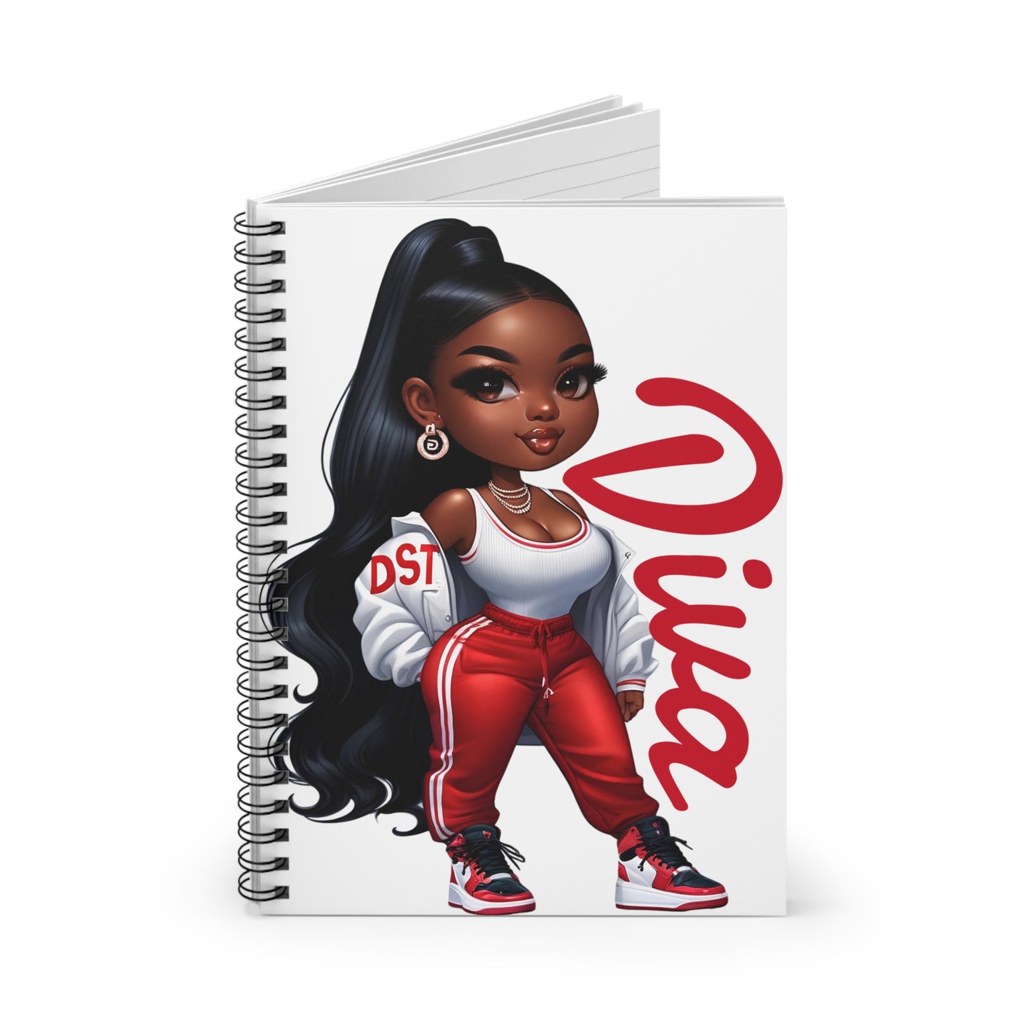 Stylish Diva Spiral Notebook - Ruled Line, Trendy Journal, Perfect for Students, Gift for Fashion Lovers, Cute School Supplies,