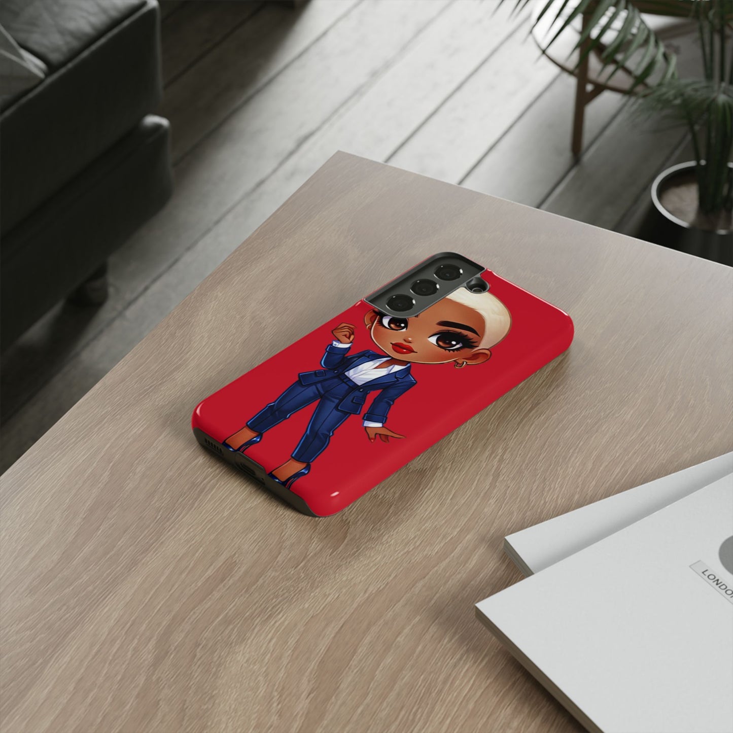 Stylish Phone Case with Confident “Deedra” Character Design, Protects Your Phone, Unique Gift, Trendy Accessory, Fashion Statement