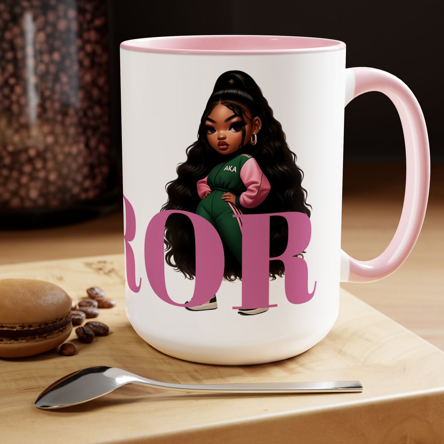 SOROR Pink & Green Sisters Two-Tone Coffee Mugs, 15oz