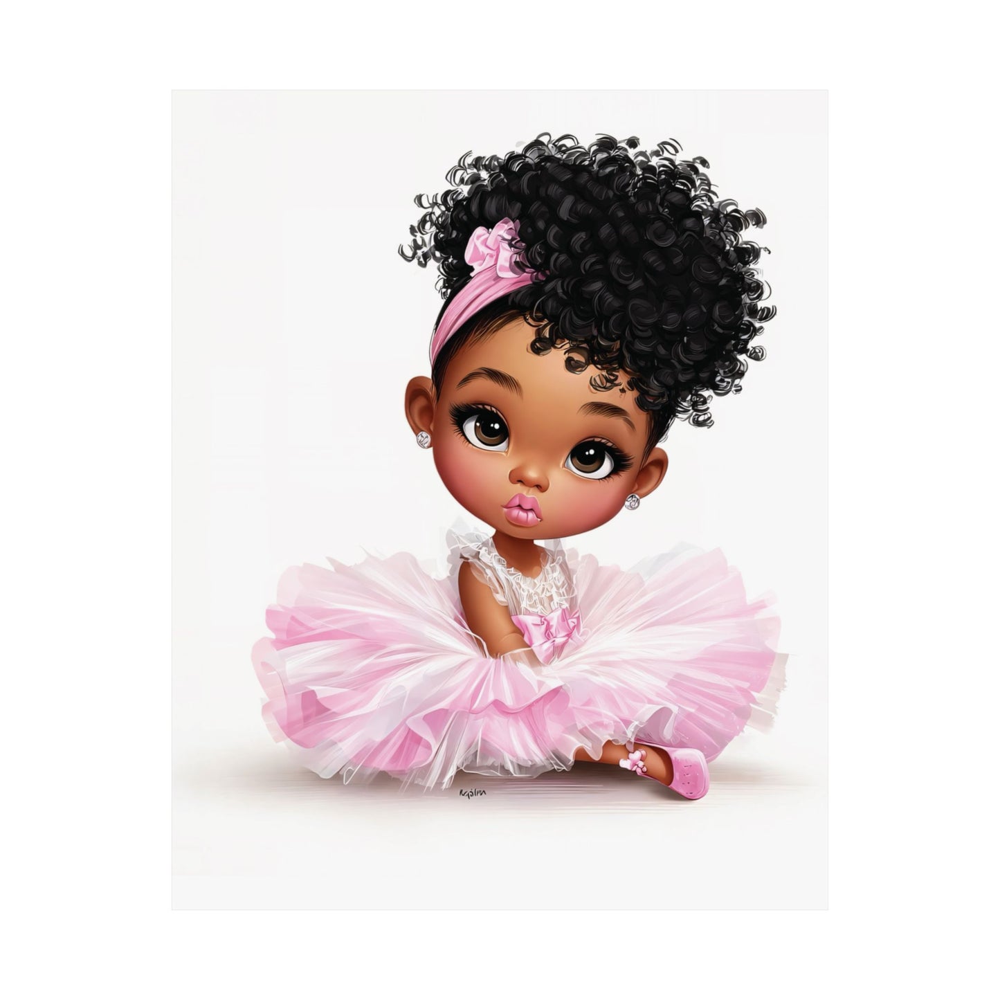 Adorable Princess Art Print, Cute Nursery Decor, Matte Vertical Posters for Kids' Rooms, Pink Kid's Artwork, Birthday Gift Idea
