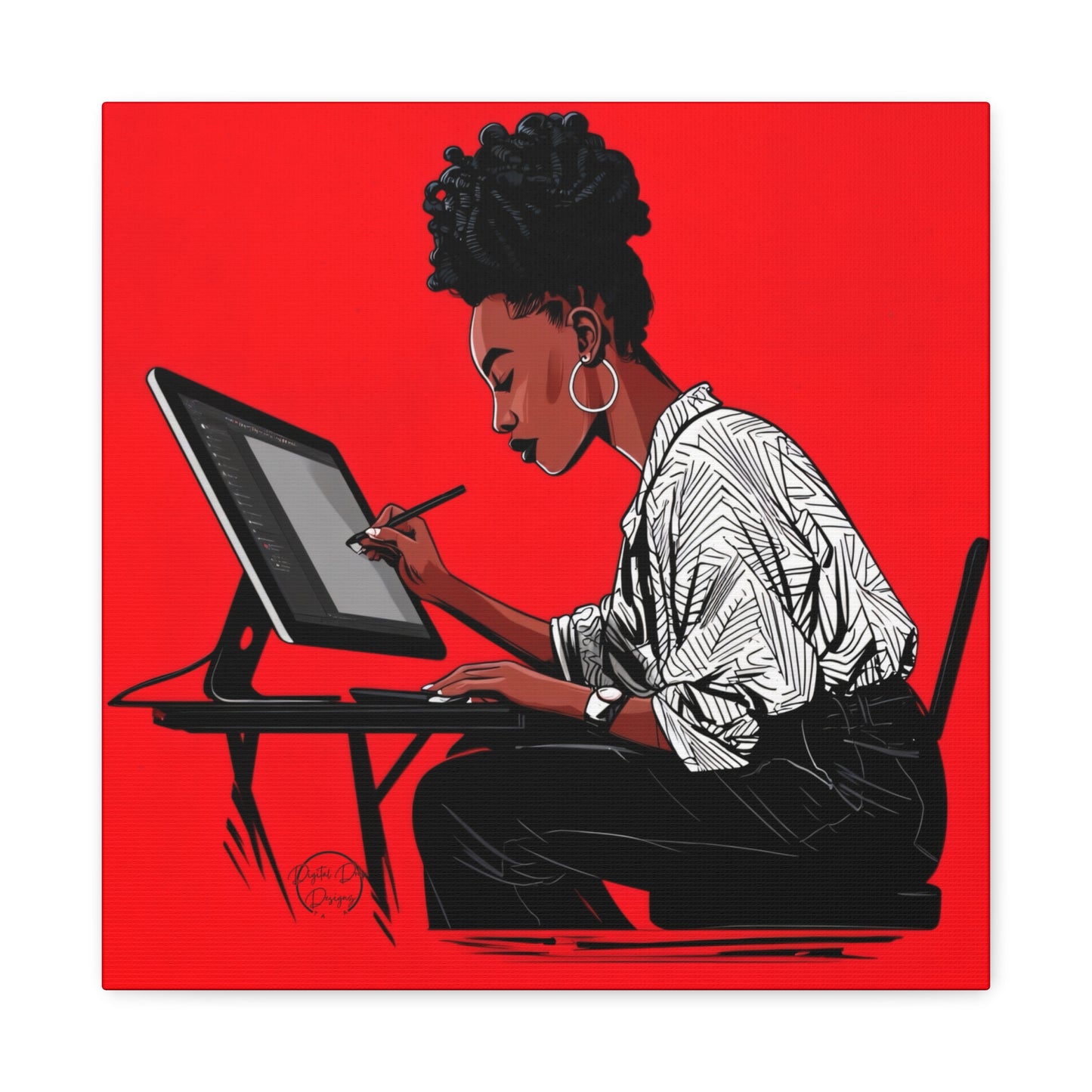 Artistic Canvas Print, Wall Decor, Home Office Inspiration, Gift for Creatives, Modern Art, Black Woman Artist