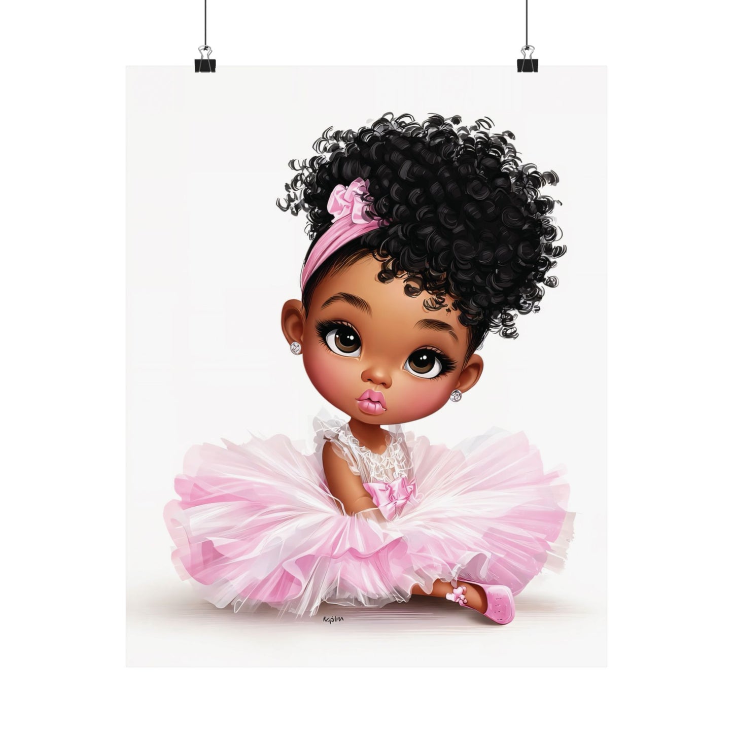 Adorable Princess Art Print, Cute Nursery Decor, Matte Vertical Posters for Kids' Rooms, Pink Kid's Artwork, Birthday Gift Idea