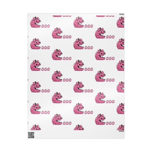 Cute ghost eating pink pumpkin Wrapping Paper - Fun Gift Wrap for Birthdays, Baby Showers, Holidays, Party Decor, Creative DIY Crafts