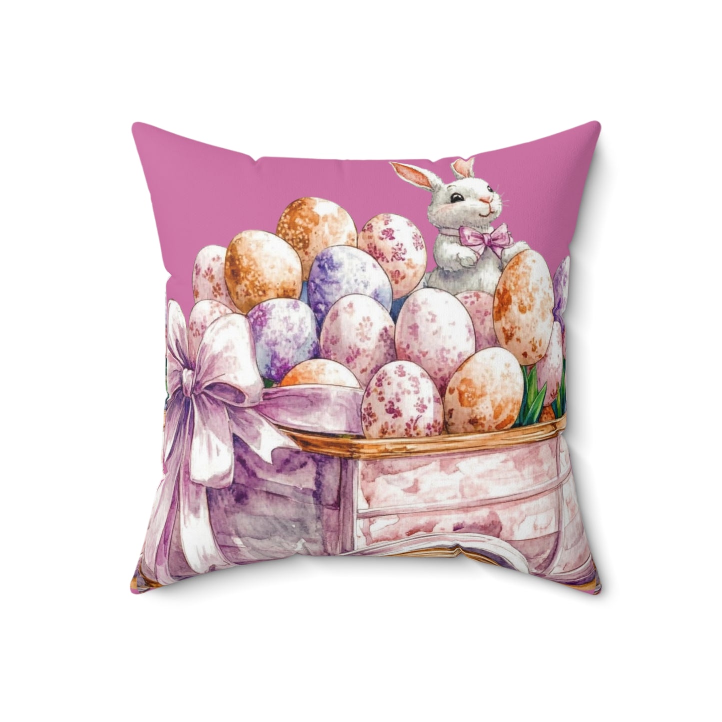 Easter Bunny Decor Pillow, Spring Home Accent, Cute Pillow for Living Room, Easter Gift, Decorative Square Cushion