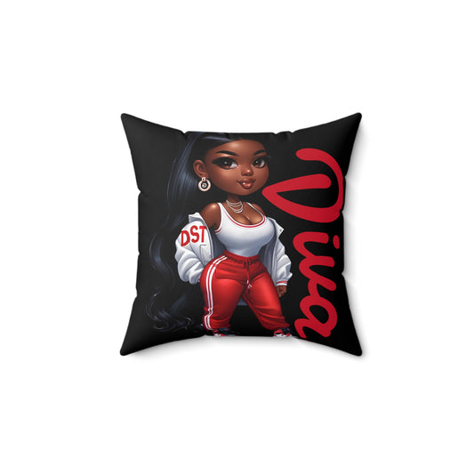 Black Red Delta Diva Chic Spun Polyester Pillow, Decorative Square Cushion, Throw Pillow for Living, Elegant Home Decor,Bedroom Accent
