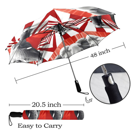 Red Ele Umbrella Semi-Automatic Foldable Umbrella (Model U12)