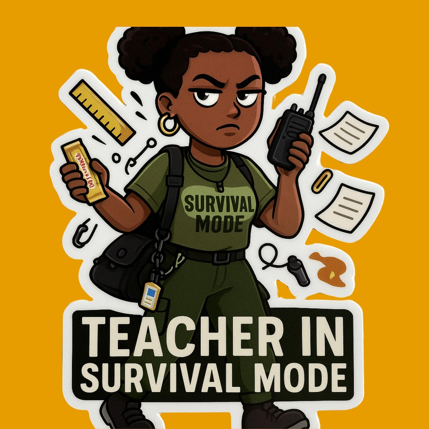 Teacher Baddies – End-of-Year Mega Sticker Pack | 25 Glossy Black Girl Teacher Stickers | Teacher Burnout Humor | Digital Planner Stickers