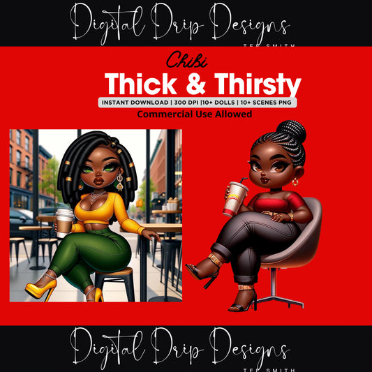 Thick and Thirsty Trendy Chibi doll |sublimation| journals |stickers| GoodNotes| Ai Art