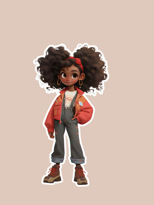 Cute African American Young Girl Clipart! Ai upscaled Art |Versatile Clipart for Children's Stories & Crafts Personal |Commercial Use