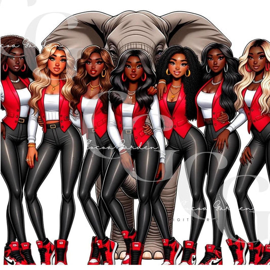 Sorority Girls & Elephant | sublimation| Canvas wall art |Png for multiple uses