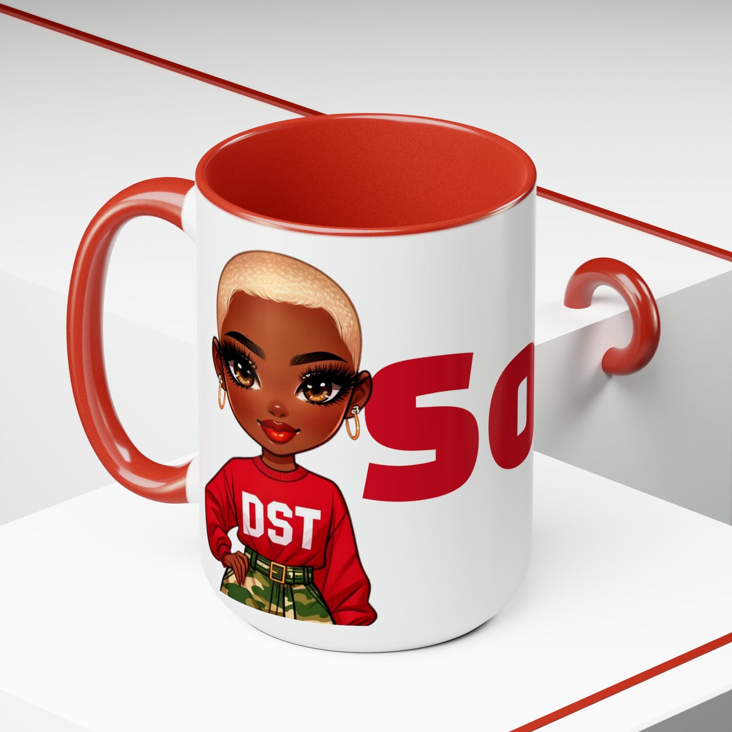 SOROR REDZ Two-Tone Coffee Mugs, 15oz