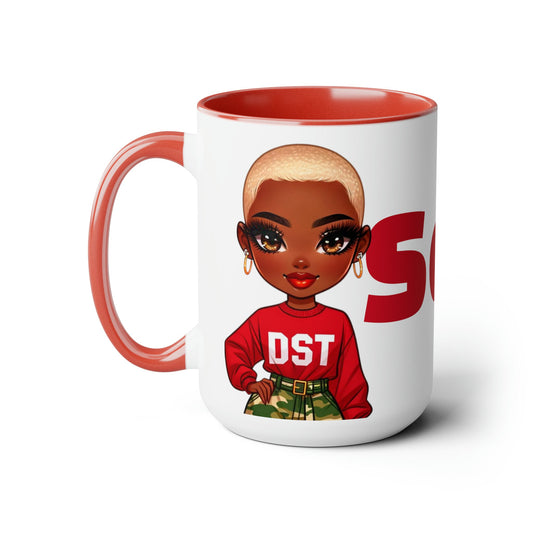 SOROR REDZ Two-Tone Coffee Mugs, 15oz