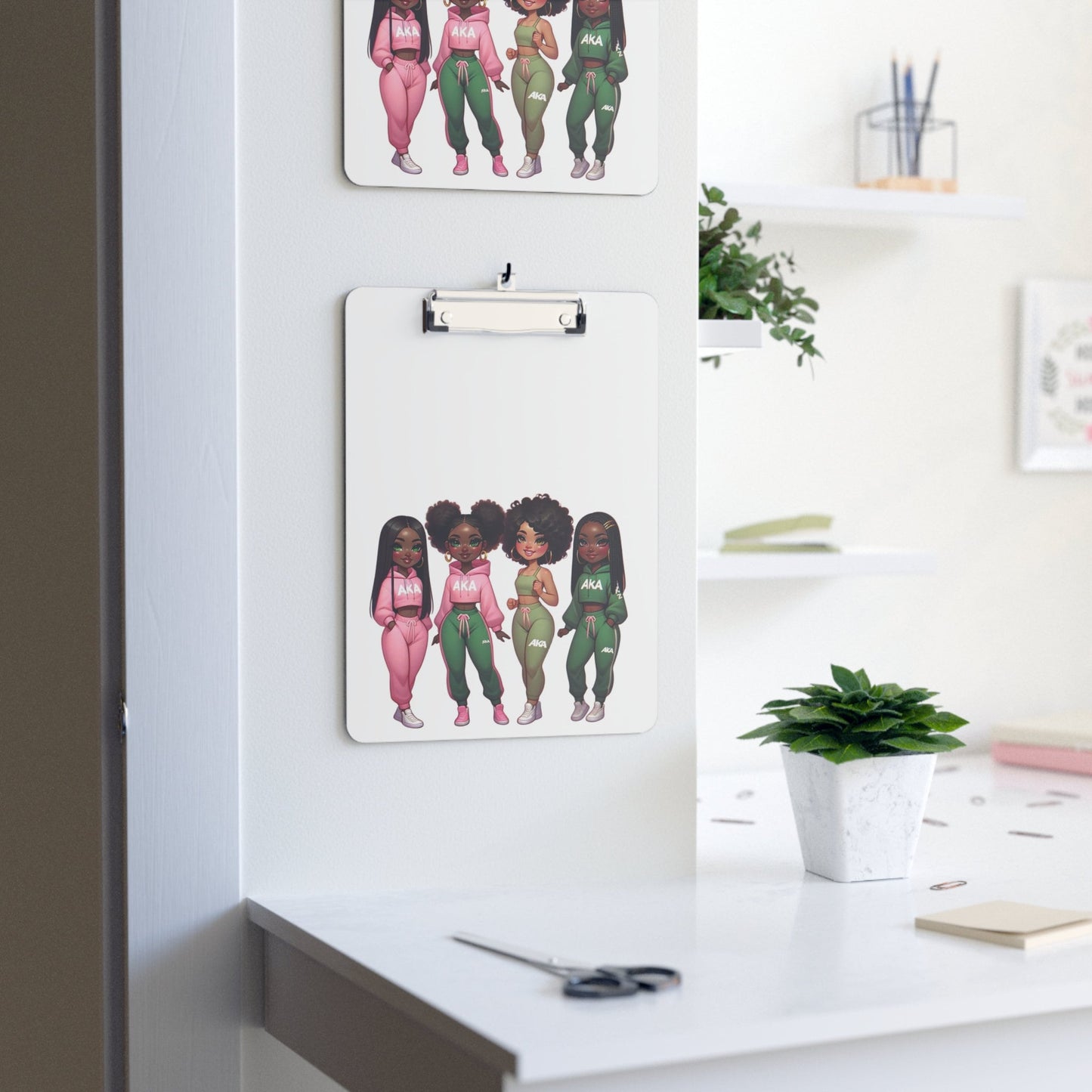 Pink & Green Sisters Clipboard