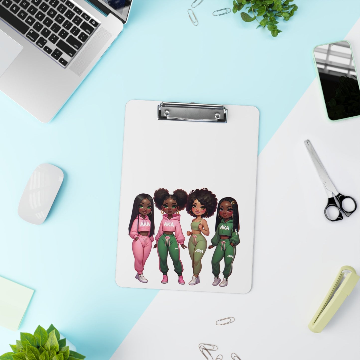 Pink & Green Sisters Clipboard