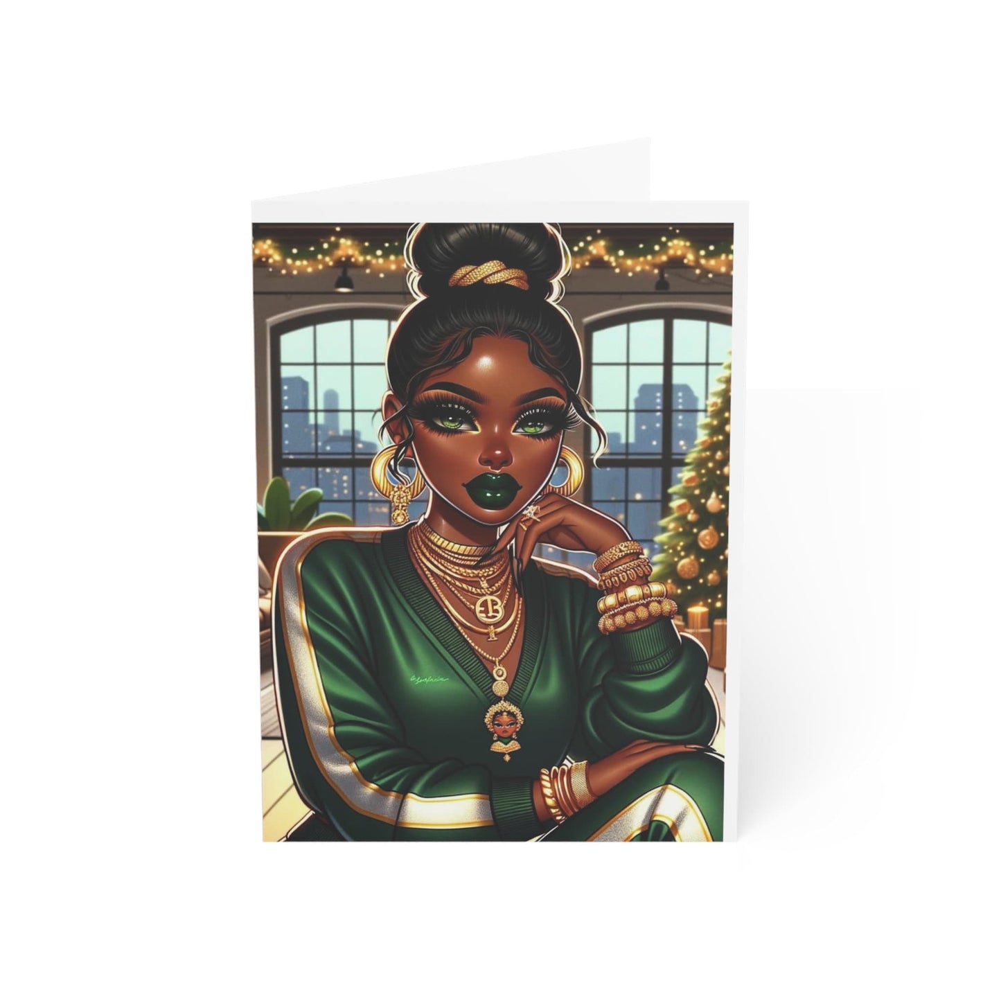 African American Beautiful Christmas Greeting Cards (1, 10, 30, and 50pcs)