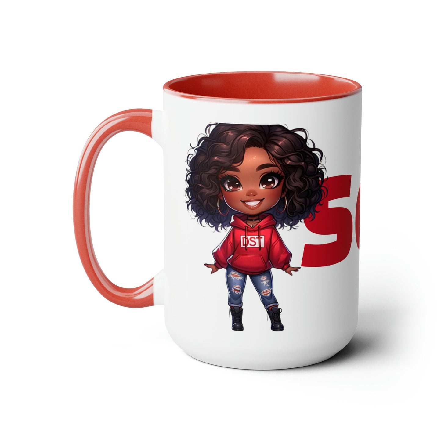 Brunette SOROR REDZ Two-Tone Coffee Mugs, 15oz