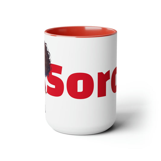 Brunette SOROR REDZ Two-Tone Coffee Mugs, 15oz