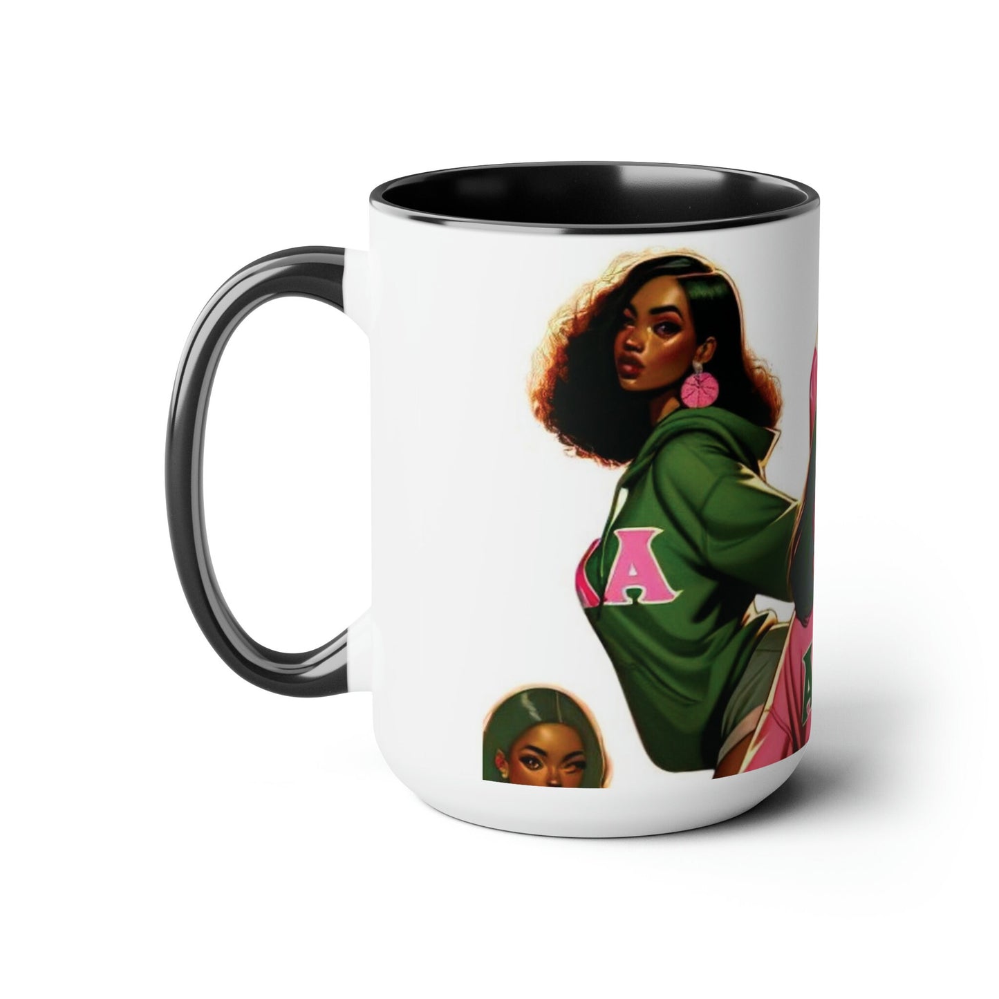 Pink & Green Sisters Two-Tone Coffee Mugs, 15oz