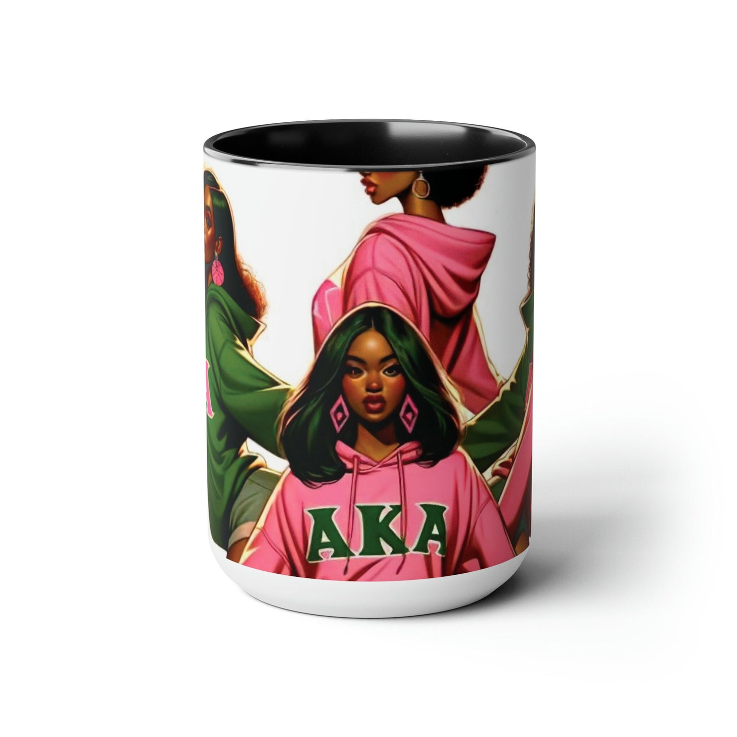 Pink & Green Sisters Two-Tone Coffee Mugs, 15oz