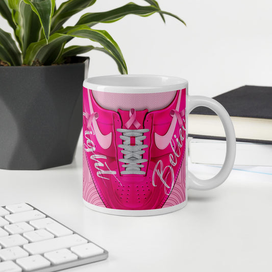 Breast CANCER. Fight White glossy mug