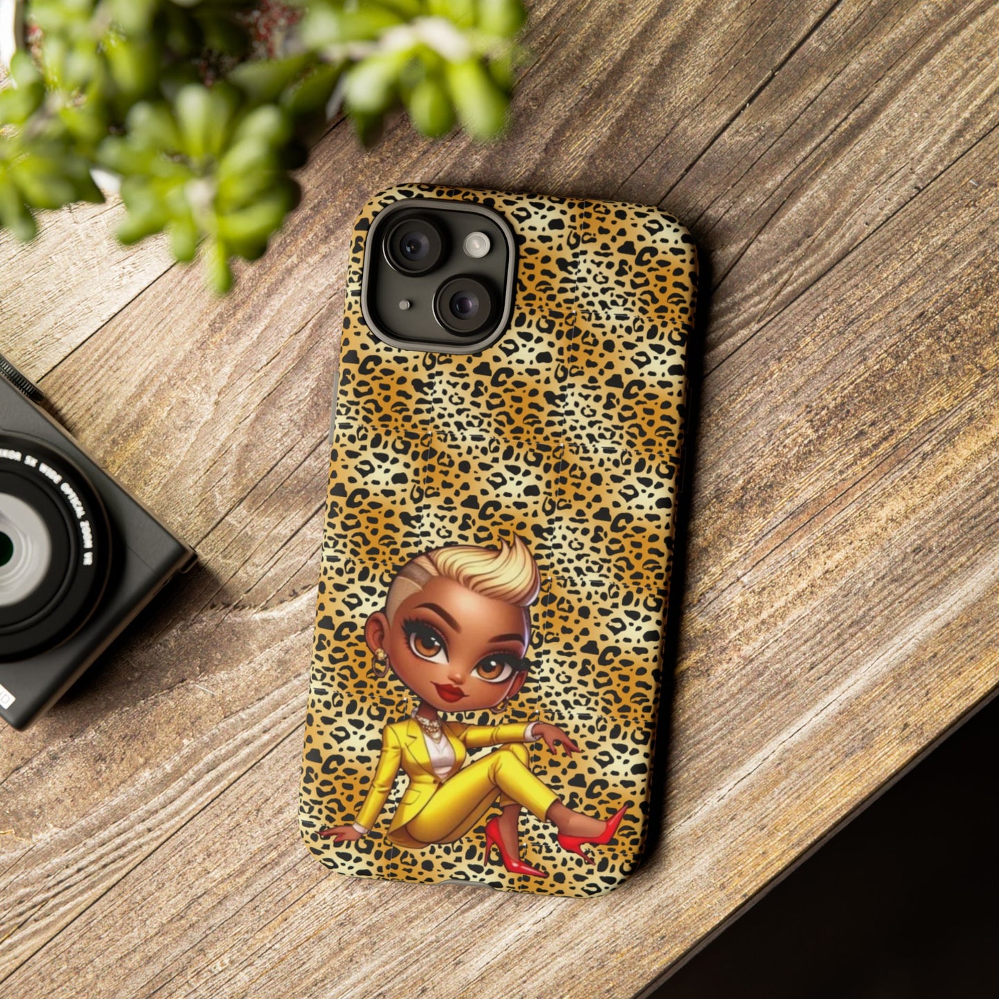 Phone Case, Blonde Bombshell Leopard Print Case, Tough Phone Cover, Stylish Animal Print Phone Protector, Gift for Her
