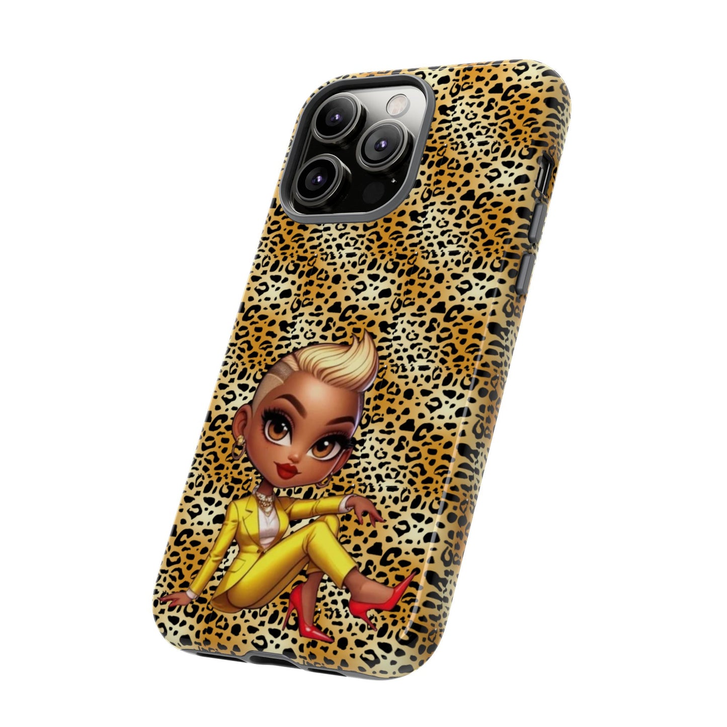 Phone Case, Blonde Bombshell Leopard Print Case, Tough Phone Cover, Stylish Animal Print Phone Protector, Gift for Her