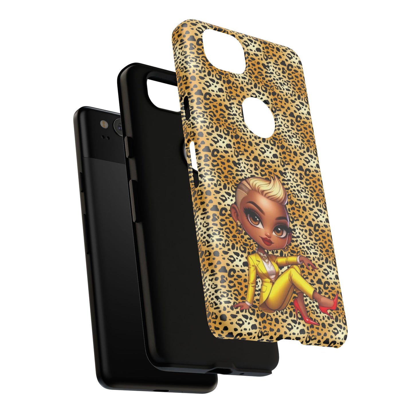 Phone Case, Blonde Bombshell Leopard Print Case, Tough Phone Cover, Stylish Animal Print Phone Protector, Gift for Her