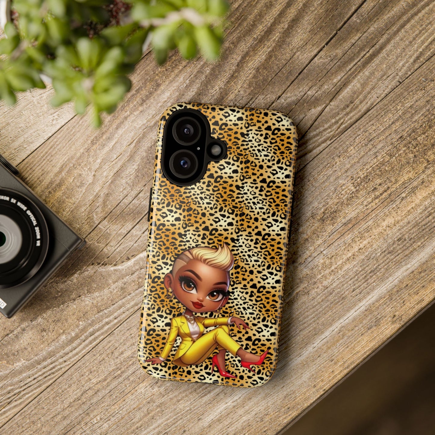 Phone Case, Blonde Bombshell Leopard Print Case, Tough Phone Cover, Stylish Animal Print Phone Protector, Gift for Her