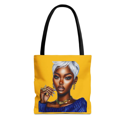 Royal Blue and Gold Lady Tote Bag (AOP)