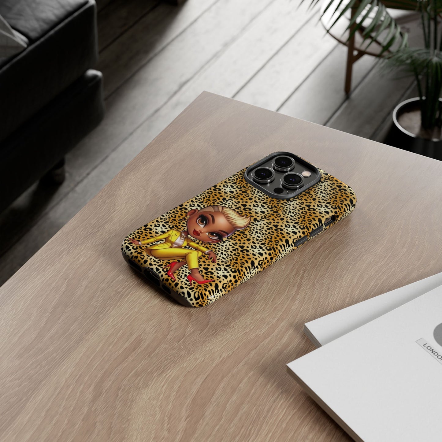 Phone Case, Blonde Bombshell Leopard Print Case, Tough Phone Cover, Stylish Animal Print Phone Protector, Gift for Her